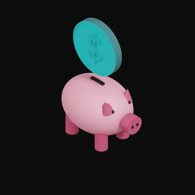 Hong Kong Dollar Floating Over a Piggy Bank - 3D icon from Crypto & Currency Piggy Bank Float