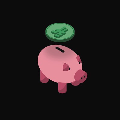 Saudi Riyal Floating Over a Piggy Bank (Back) - animated icon from Crypto & Currency Piggy Bank Float