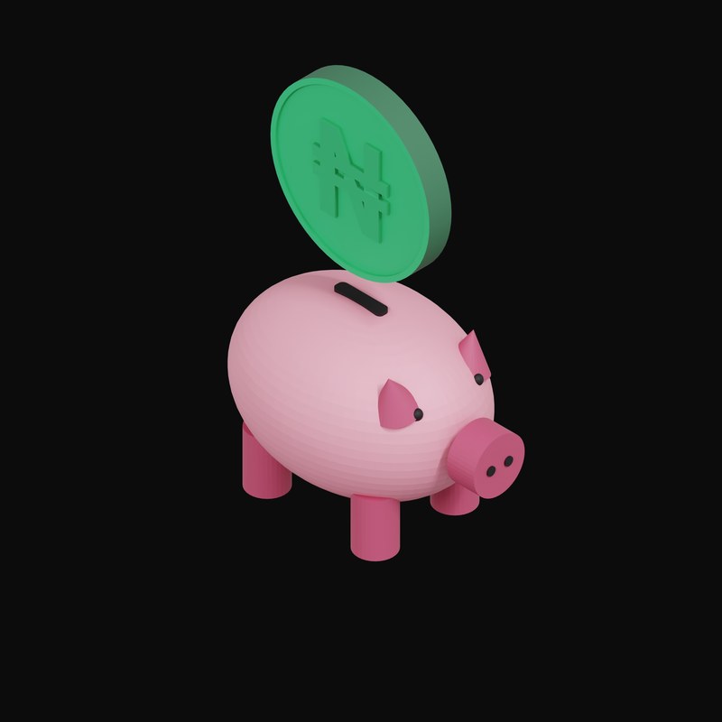 Nigerian Naira Floating Over a Piggy Bank - 3D icon from Crypto & Currency Piggy Bank Float
