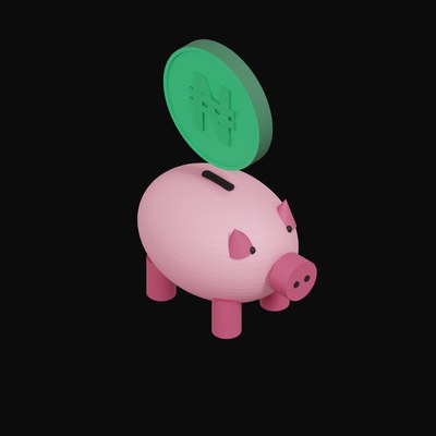 Nigerian Naira Floating Over a Piggy Bank - 3D icon from Crypto & Currency Piggy Bank Float