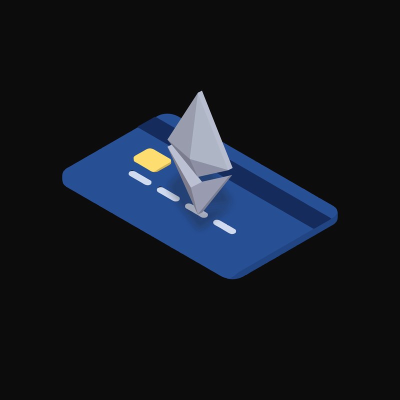 Ethereum Floating Over a Credit Card - illustration from Crypto & Currency Credit Card Float