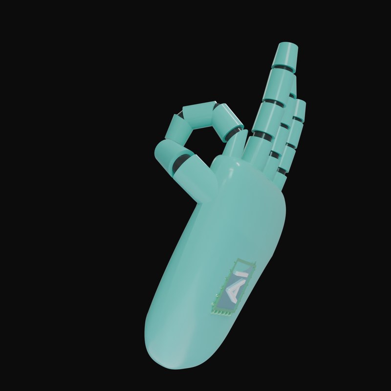 Turquoise OK Sign Robot Hand 3D Icon - 3D icon from Robot Hand Gestures 3D Icons