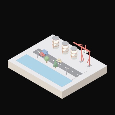 Tank Wharf - illustration from Industry and Transport Scenes Icons