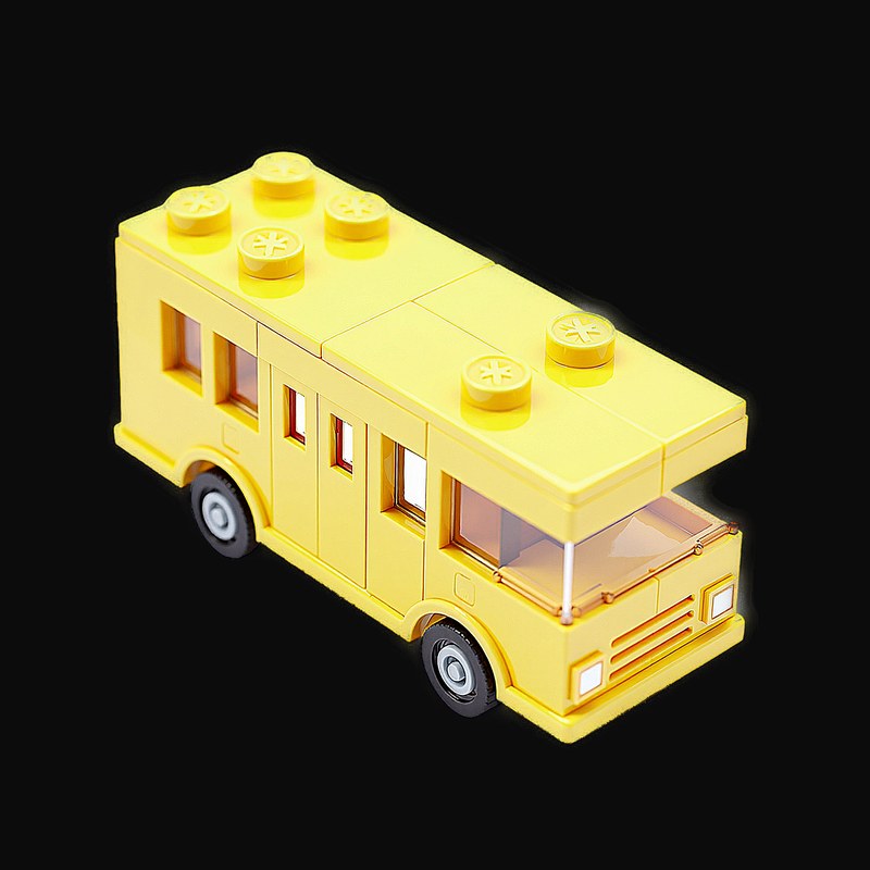 Yellow Toy Brick City Bus - Plastic 3 - 3D icon from Toy Brick Vehicles - Plastic