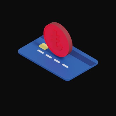 Turkish Lira Floating Over a Credit Card - 3D icon from Crypto & Currency Credit Card Float