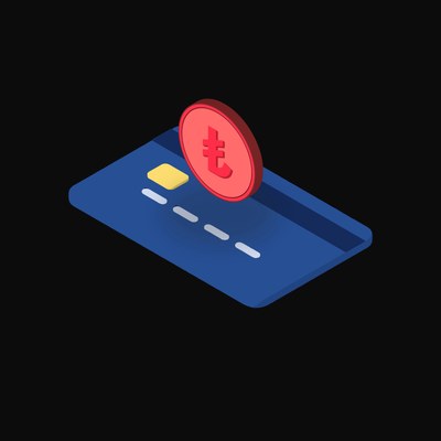 Turkish Lira Floating Over a Credit Card - animated icon from Crypto & Currency Credit Card Float