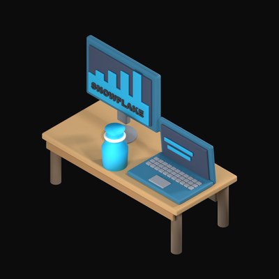 Snowflake Warehouse Chart on a Desk - 3D icon from Isometric Developer Stack Desks 3D Icons