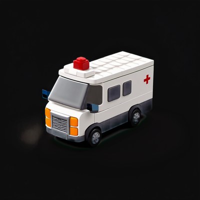 Toy Brick Ambulance - Clay 2 - 3D icon from Toy Brick Vehicles - Clay