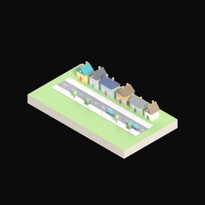 Quiet Cottage Lane - 3D icon from City Scenes