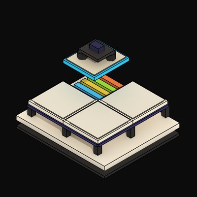 Cyan Raised Floor Tile Lifted Off the Deck - 3D icon from Neo Brutalist AI Hardware