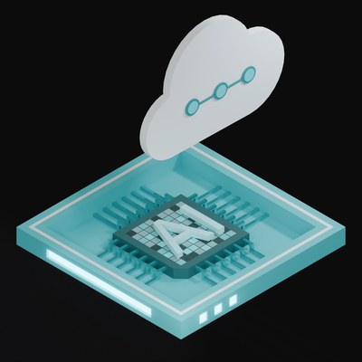 Cyan AI Cloud Chip 3D Icon - 3D icon from AI Cloud Chips