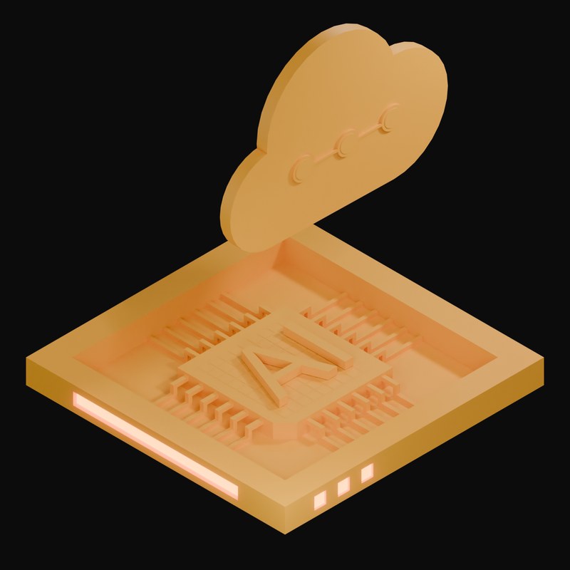 Orange Glass AI Cloud Chip 3D Icon - 3D icon from AI Cloud Chips