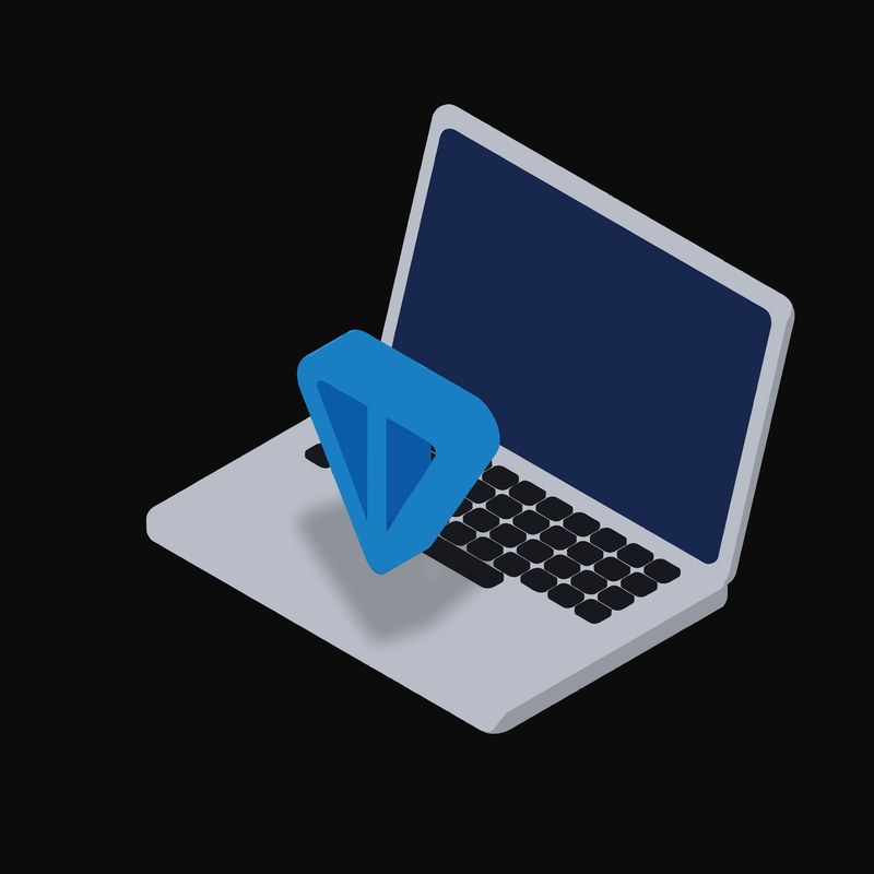 Toncoin Floating Over a Laptop - illustration from Crypto & Currency Laptop Float