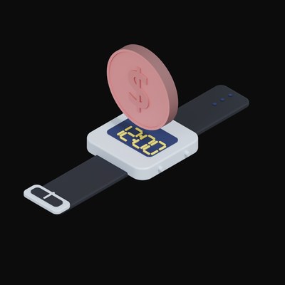 Canadian Dollar Floating Over a Watch - 3D icon from Crypto & Currency Watch Float