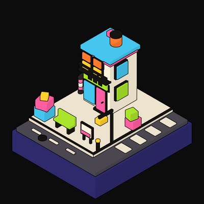 Tall Cream Barber Shop with a Striped Pole - illustration from Neo Brutalist High Street Icons