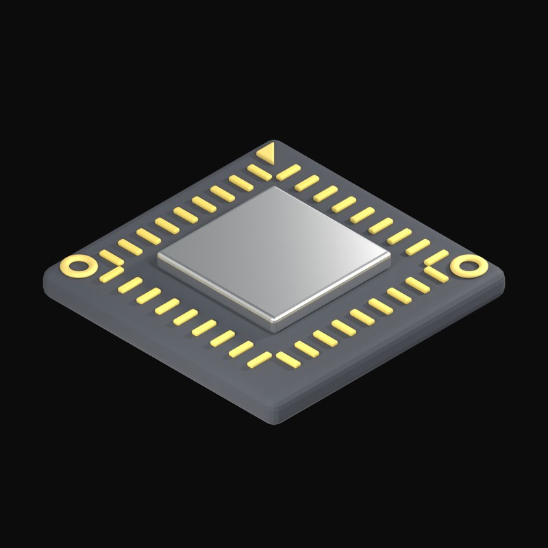 Charcoal CPU Processor 3D Icon - 3D icon from AI Chips and Processors 3D