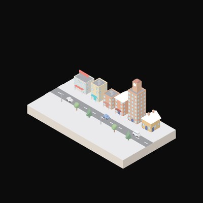 Busy High Street - illustration from Isometric City Scene Illustrations