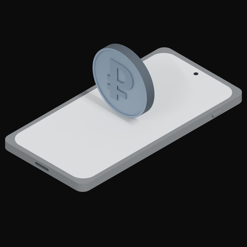 Phone Russian Ruble Floating - 3D icon from Crypto and World Currency Phone Float