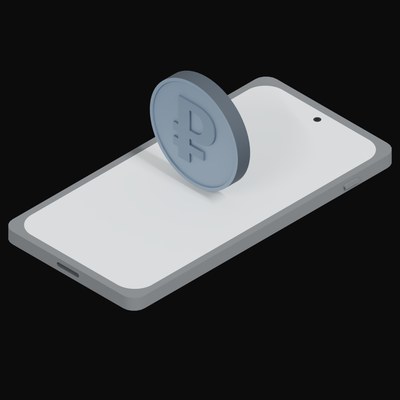 Phone Russian Ruble Floating - 3D icon from Crypto and World Currency Phone Float