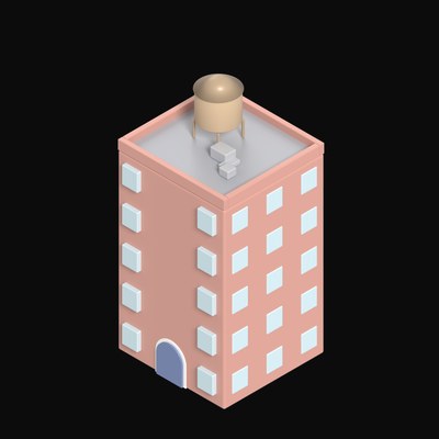 Walk-Up with Water Tank - 3D icon from Clay Buildings & Cottages