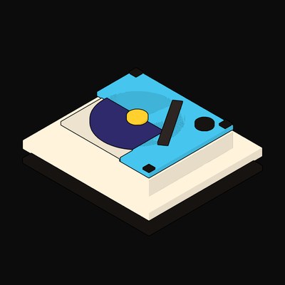 Cream Hard Disk with the Lid a Quarter Off - illustration from Neo Brutalist AI Hardware Icons