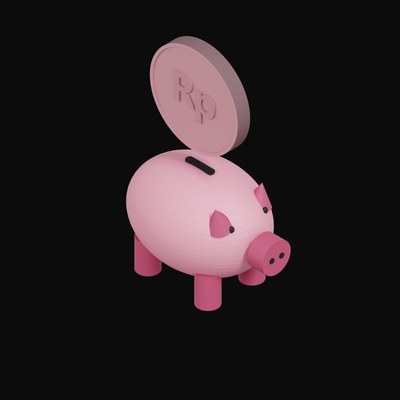 Indonesian Rupiah Floating Over a Piggy Bank - 3D icon from Crypto & Currency Piggy Bank Float