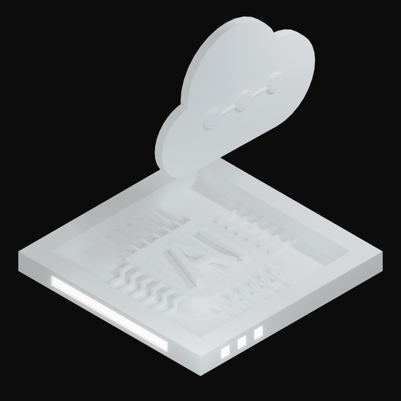 White Glass AI Cloud Chip 3D Icon - 3D icon from AI Cloud Chips