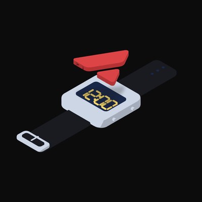Avalanche Floating Over a Watch (Back) - illustration from Crypto & Currency Watch Float