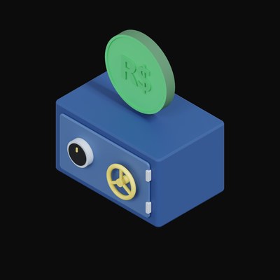 Brazilian Real Floating Over a Safe - 3D icon from Crypto & Currency Safe Float