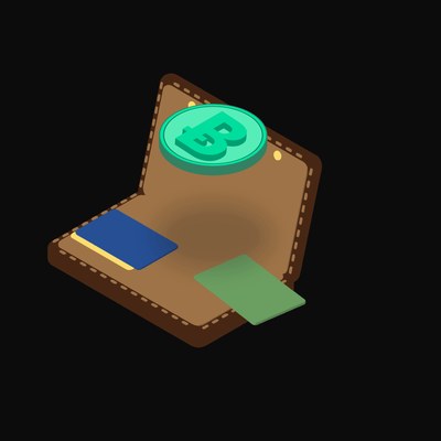 Bitcoin Cash Floating Over a Wallet (Back) - illustration from Crypto & Currency Wallet Float