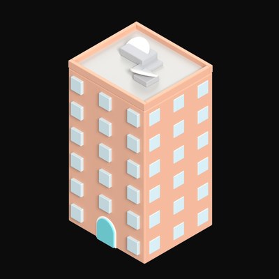 Office Block with Satellite Dish - 3D icon from Clay Buildings & Cottages