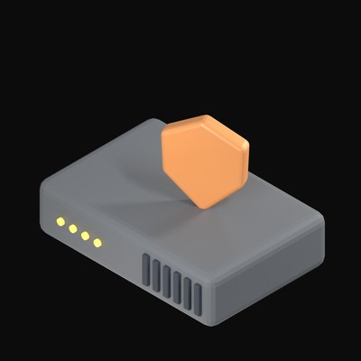 Orange Shield Firewall Appliance 3D Icon - 3D icon from Server and Network Hardware 3D
