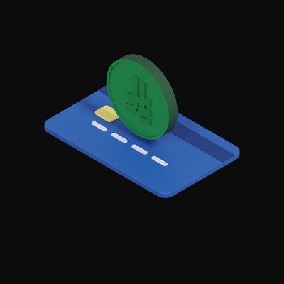 Saudi Riyal Floating Over a Credit Card - 3D icon from Crypto & Currency Credit Card Float