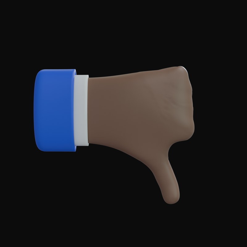 Brown Thumbs Down, Back of Hand Business Hand 3D Icon - 3D icon from Business Hand Gestures 3D Icons