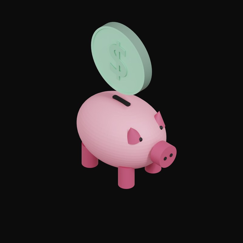 US Dollar Floating Over a Piggy Bank - 3D icon from Crypto & Currency Piggy Bank Float