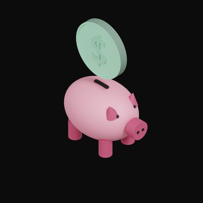 US Dollar Floating Over a Piggy Bank - 3D icon from Crypto & Currency Piggy Bank Float