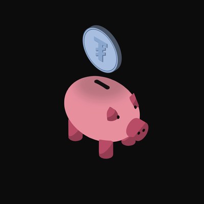 Mongolian Tugrik Floating Over a Piggy Bank - animated icon from Crypto & Currency Piggy Bank Float