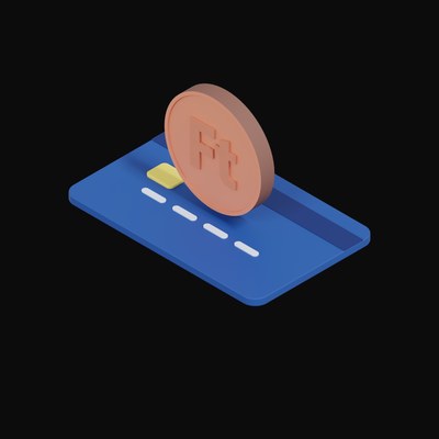 Hungarian Forint Floating Over a Credit Card - 3D icon from Crypto & Currency Credit Card Float