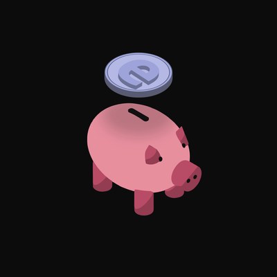 Ethena USDe Floating Over a Piggy Bank (Back) - animated icon from Crypto & Currency Piggy Bank Float