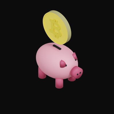Bitcoin Floating Over a Piggy Bank - 3D icon from Crypto & Currency Piggy Bank Float