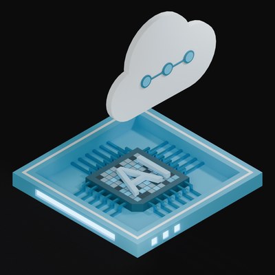 Light Blue AI Cloud Chip 3D Icon - 3D icon from AI Cloud Chips