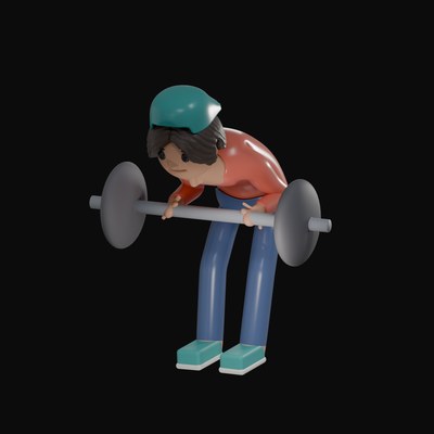 Man Doing a Bent-Over Row - 3D icon from Gym Workout Pose Figures 3D Icons