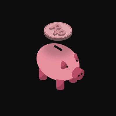 Indonesian Rupiah Floating Over a Piggy Bank (Back) - animated icon from Crypto & Currency Piggy Bank Float