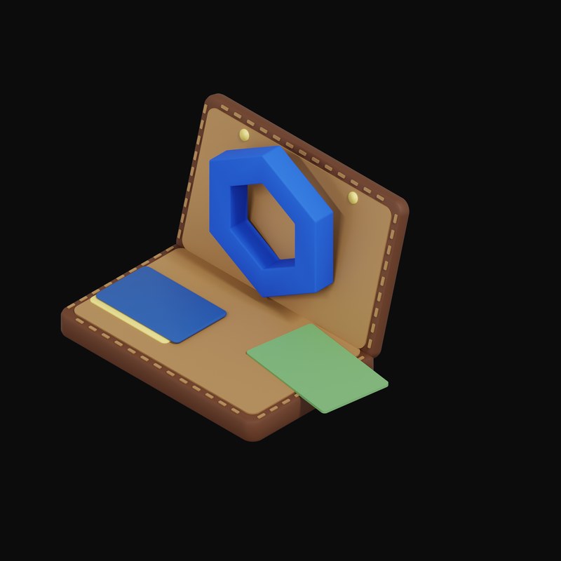 Chainlink Floating Over a Wallet - 3D icon from Crypto & Currency Wallet Float