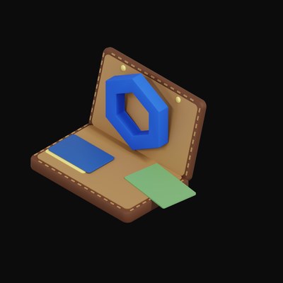 Chainlink Floating Over a Wallet - 3D icon from Crypto & Currency Wallet Float