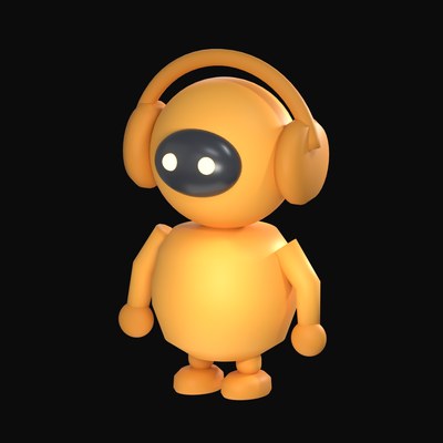 Orange Headphone Robot 3D Icon - 3D icon from Clay Robot Characters 3D