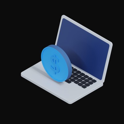 USD Coin Floating Over a Laptop - 3D icon from Crypto & Currency Laptop Float