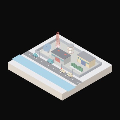 Subsea Cable Terminus Animated Icon - animated icon from Isometric AI Infrastructure Scene Motion Icons