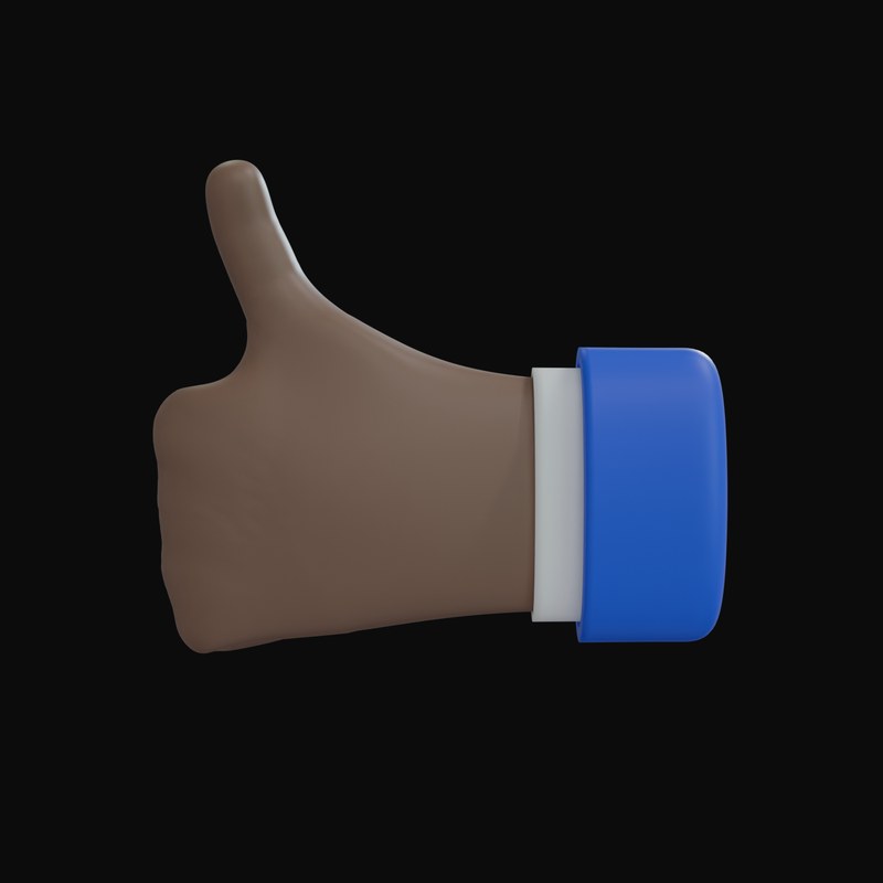 Brown Thumbs Up, Back of Hand Business Hand 3D Icon - 3D icon from Business Hand Gestures 3D Icons