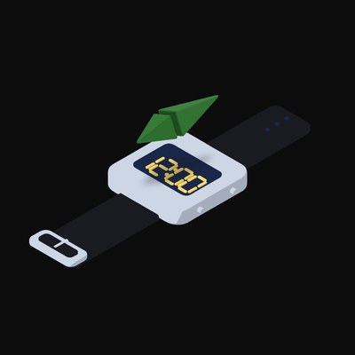 Ethereum Classic Floating Over a Watch (Back) - illustration from Crypto & Currency Watch Float